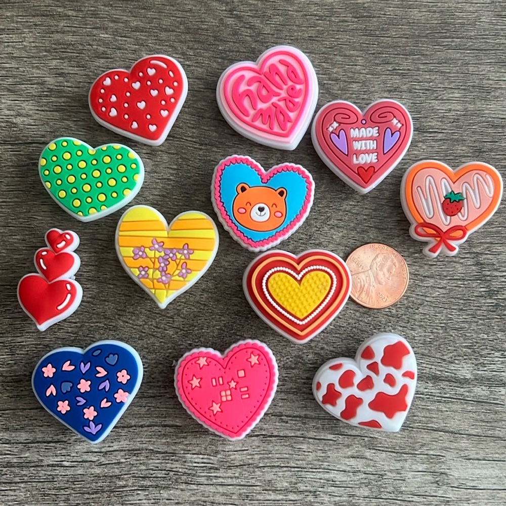 Jibbitz. NEW!  Valentine 2. Set of 12. Fits Crocs & similar. ♥️💗💌🩵❤️‍🩹